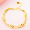 Pulseira de Contas Osso de Cobra Banhada a Latão com Ouro Real, Pulseira de Contas Corrente de Clavícula de Ouro Vietnamita, Joias de Ouro de Areia Que Não Desbotam Facilmente