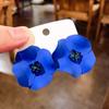 Brincos de Flor Azul Exagerados de Alta Qualidade Luxo Leve Tridimensional Design Único de Brincos Moda Versátil Brincos Distintos
