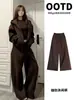 Conjunto de jaqueta moletom de outono para mulheres, conjunto de duas peças com top oversized e calça, estilo solto e casual em roupas femininas
