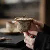 Mi Yan Cubierta para Tazón de Leña Artificial Hogareño Tazón de Té Pintado a Mano Taza de Té Taza de Té Antiescolding Fabricante de Té Tazón de Cubierta Gruesa Vintage Hecho a Mano