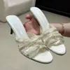 Sandálias Femininas Slip-On Bico Redondo e Aberto First Encounter Season 2026 Verão Estilo Coreano Renda Chinelos de Salto Fino Sandálias de Salto Alto Rosa