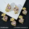 Colgante de Corazón con Flor de Rosa Entrelazada Estilo Gótico Pulsera de Cuentas DIY Collar Pendientes Accesorios de Joyería de Aleación