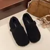 Zapatos blancos esponjosos de alto valor, zapatos planos, zapatos de mujer 2026 Otoño/Invierno, Zapatos de Algodón Esponjosos Cálidos con Forro de Terciopelo, Mocasines Versátiles