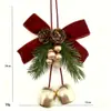Enfeites de Sino de Natal Pendurados Laço Pinhas Decorações com Enfeites de Veludo Decorações Fofas de Inverno Árvores de Natal Sino Pendurado na Casa Design de Folha para Festa de Natal