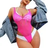 Lencería sexy de malla hueca europea y americana, body uniforme de mujer con tirantes cortos de jacquard