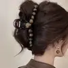 Presilha de Garra Grande com Pérola, Grampo de Tubarão para Cabelo para Mulheres, Presilha Simples para Coque na Parte de Trás da Cabeça, Acessório de Cabelo Versátil