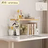 Prateleira de Armazenamento de Mesa Painel Perfurado Organizador de Mesa de Acrílico Estação de Trabalho Prateleira de Armazenamento de Mesa de Escritório Estante Vertical para Estudante