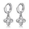 Pendientes plateados, pendientes sencillos para mujer, accesorios de plata, pendientes de flor eterna con hoja de la suerte y hierba, estilo coreano
