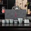 Conjunto de Chá Ge Yao Atividade Presente Terno para Empresa Kung Fu Gaiwan Xícara de Chá Um Conjunto Completo de Presentes para Reunião Anual Caixas de Presente de Alto Padrão