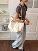 Bolso de Lona para Mujer Versátil de un Solo Hombro con Estampado de Letras de Gran Capacidad para Primavera/Verano Bolso de Compras Casual Simple