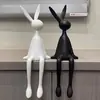 Adornos Minimalistas Modernos en Blanco y Negro de Conejo Lindo con Orejas Largas Modelo para Habitación Sala de Estar Junto a Mueble de TV Aparador de Vino Estantería Decoración