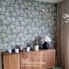 Papel Tapiz Retro Francés Moderno Hojas de Plantas Verdes Papel Tapiz Americano Sala de Estar Dormitorio Fondo de TV Paño de Pared