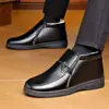 Zapatos Cálidos de Algodón de Invierno con Terciopelo y Engrosados, Zapatos Casuales para Hombre, Zapatos de Algodón y Cuero de Caña Alta, Zapatos para Papá de Mediana Edad y Adultos Mayores