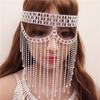Cadena para la Cabeza de Mascarilla de Moda Europea y Americana Mascarada de Halloween Joyería Hecha a Mano con Incrustaciones de Diamantes Joyería de Borla de Lujo Mascarilla