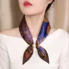 Lenço de seda estilo vintage para primavera e verão, com estampa paisley, contas e fecho magnético, pequeno lenço de pescoço estilo luxo leve de alta qualidade, acessório feminino com fita