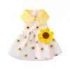 Vestido de Verano para Perros Pequeños y Medianos, Vestido Cruzado de Girasol para Primavera y Verano para Perros Pequeños, Gatos y Perros