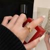 Anillo abierto de lujo de estilo antiguo medio con diamantes de colores y luz arcoíris, de alto nivel, con circonita roja, elegante y ajustable para mujer.