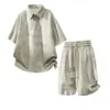 Conjunto de Camisetas Tie-Dye Tendência Estilo Americano de Manga Curta para Homens, Conjunto de Duas Peças Polo e Shorts Casuais Soltos de Verão para Casais