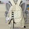 Mochila de estilo japonés con lazo dulce y estrella, de alta apariencia, para estudiantes y niñas, linda y moderna bolsa escolar de lunares