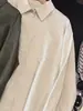 2026 Nova Moda Estilo Coreano Camisa Elegante de Manga Longa com Gola Reversível para Mulheres, Corte Solto, Emagrecedor, Top Versátil