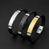 Joyería al por mayor europea y americana Pulseras deportivas de silicona de acero inoxidable Pulseras curvas DIY brillantes Pulseras hip-hop para hombre