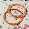 Pulsera de Jade Natural Tianshan de Xinjiang Jade de Nieve Semilla Glutinosa de Hielo Paisaje Semi-Manchado Flor Flotante Pulsera Redonda Delgada de Jade Estilo para Mujer