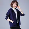 Moletom com Capuz Feminino Manga Longa 2025 Outono e Inverno Novo Estilo Coreano Tamanho Grande Solto Slim Zíper Cardigan Jaqueta Bordada Feminina