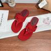 Chanclas Estilo Celebridad de Internet Chic Francés para Mujer, Sandalias Versátiles de Tacón Bajo con Borlas de Moda para Exteriores para Mujer, Primavera y Verano