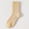 Meias de caxemira meias femininas de outono e inverno de comprimento médio de panturrilha forradas de lã de pelúcia espessa longa meias de confinamento chão dormir meias super grossas