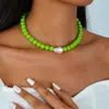Collar de Cadena de Acrílico con Perlas Dopamina Europeo y Americano, Cadena para Clavícula Dulce y Única a la Moda, Joyería de Nicho de Alta Gama para Mujeres