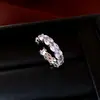 Anillo abierto redondo de circón estilo francés, lujo ligero, alta moda, anillo simple para dedo índice, joyería de diseño nicho para mujer