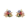 Pendientes de Ojo de Tigre 'Fuegos Artificiales Dorados' para Mujer, Diseño Único de Nicho para Otoño e Invierno, Pendientes de Rosa Coloridos, Lujo Ligero