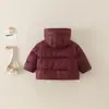 Abrigo de Algodón con Capucha para Niños 2026 Invierno Espesado Cálido Superior Color Sólido Chaqueta Larga de Algodón Unisex Ropa de Invierno Ropa Estilo Coreano