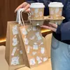 Tazas de Café Famosas en Internet, Vasos de Papel Desechables para Té de Leche con Tapas, Vasos de Papel Kraft para Uso Comercial, Vasos para Llevar Bebidas Calientes con Impresión de Logo