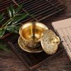 Atacado de Fábrica Latão Criativo Conjunto de Chá Dragão e Fênix Chengxiang Tigela de Chá Conjunto de Três Peças Xícara de Chá Chinesa Tigela de Abastecimento de Água Artesanato em Cobre