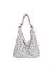 Nova bolsa de ombro estilo coreano com estampa de estrelas e flores 2026, grande capacidade, bolsa tote plissada, casual e versátil para uso diário e para ir ao trabalho