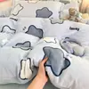 Conjunto de Cama de Veludo de Leite Espesso de Inverno Quatro Peças Novo Conjunto de Três Peças de Lençol com Capa de Edredom de Coral Fleece Flanela Roupa de Cama