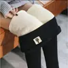 Leggings especiais de fleece acolchoado com lã de cordeiro para mulheres, outono e inverno, cintura alta, calças quentes 2019 Inverno