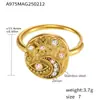 Rueda de la Fortuna Venta Caliente Transfronteriza Anillo de Zirconia 5A Lujo Personalizado Estrella y Luna Anillo de Cola de Moda Ojo del Diablo Joyería de Mano Regalo