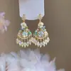 Pendientes de gota con incrustaciones de diamantes transfronterizos europeos y americanos, pendientes de lujo de alta gama, accesorios para orejas de moda de nicho, venta al por mayor desde fabricante de Yiwu