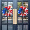 Guirnalda de Decoración para el Día de la Independencia Transfronteriza Adornos Corona de Flores Artificiales Festiva Mimbre Colgante Accesorios para Ventana Plástico