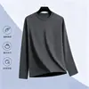 Temporada de primavera y otoño, camiseta lisa popular de manga larga, corte holgado, cuello redondo, unisex, top simple y versátil