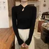 Suéter de una pieza estilo nacional de cuello alto medio para mujer otoño e invierno Nuevo diseño sentido nicho ajuste ceñido jersey camiseta interior