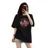 Camiseta de Manga Corta para Mujer de Algodón Puro Gris Oscuro, Nuevo Estilo Verano 2025, Top Holgado Estilo Europeo Oversize, Camiseta de Moda al por Mayor