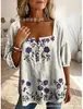 Top de manga corta con botones y estampado nuevo transfronterizo sin tirantes, temperamento, para ir al trabajo, personalidad, moda casual, cuello cuadrado, camisa para mujer