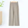 Calças de Verão Finas Largas de Cintura Alta Wide Leg Plus Size Femininas para Meia-Idade e Idosos Moda Cintura Elástica Calças Casuais