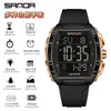 Popular Reloj Electrónico Sanda con Forma de Barril y Pantalla Única, Despertador Impermeable, Reloj de Pulsera para Estudiantes, Reloj Multifuncional con Esfera Grande, Dropshipping