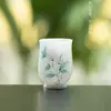 Taza de Té Floral Pintada a Mano de Arcilla de Jade Blanco, Taza Maestra de Cerámica, Taza de Aromas de Porcelana Blanca de Dehua, Juego de Té Kung Fu para el Hogar