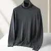 Suéter de Lana para Hombre Imitación 100% Lana Otoño e Invierno Cuello Alto Lavable a Máquina Lana Interior Alta Lujo Suéter Amigable con la Piel