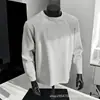 Camisetas para hombre al por mayor transfronterizas estilo retro americano básicas color liso talla grande diseño tridimensional cuello redondo manga larga camisetas tops